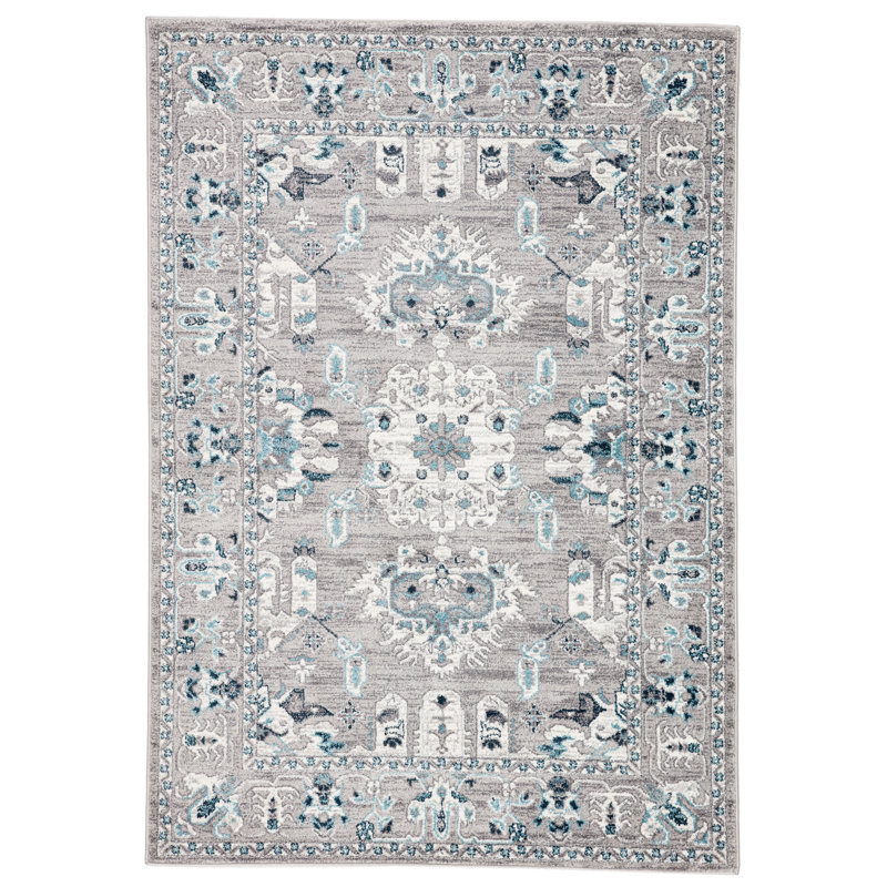 Charlton Home Plevna Medallion Light Gray/Turquoise Area Rug & Reviews
